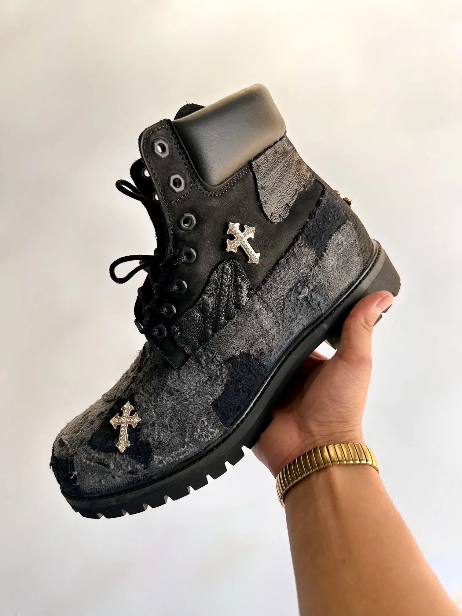 Black Distressed  Nappy Denim
