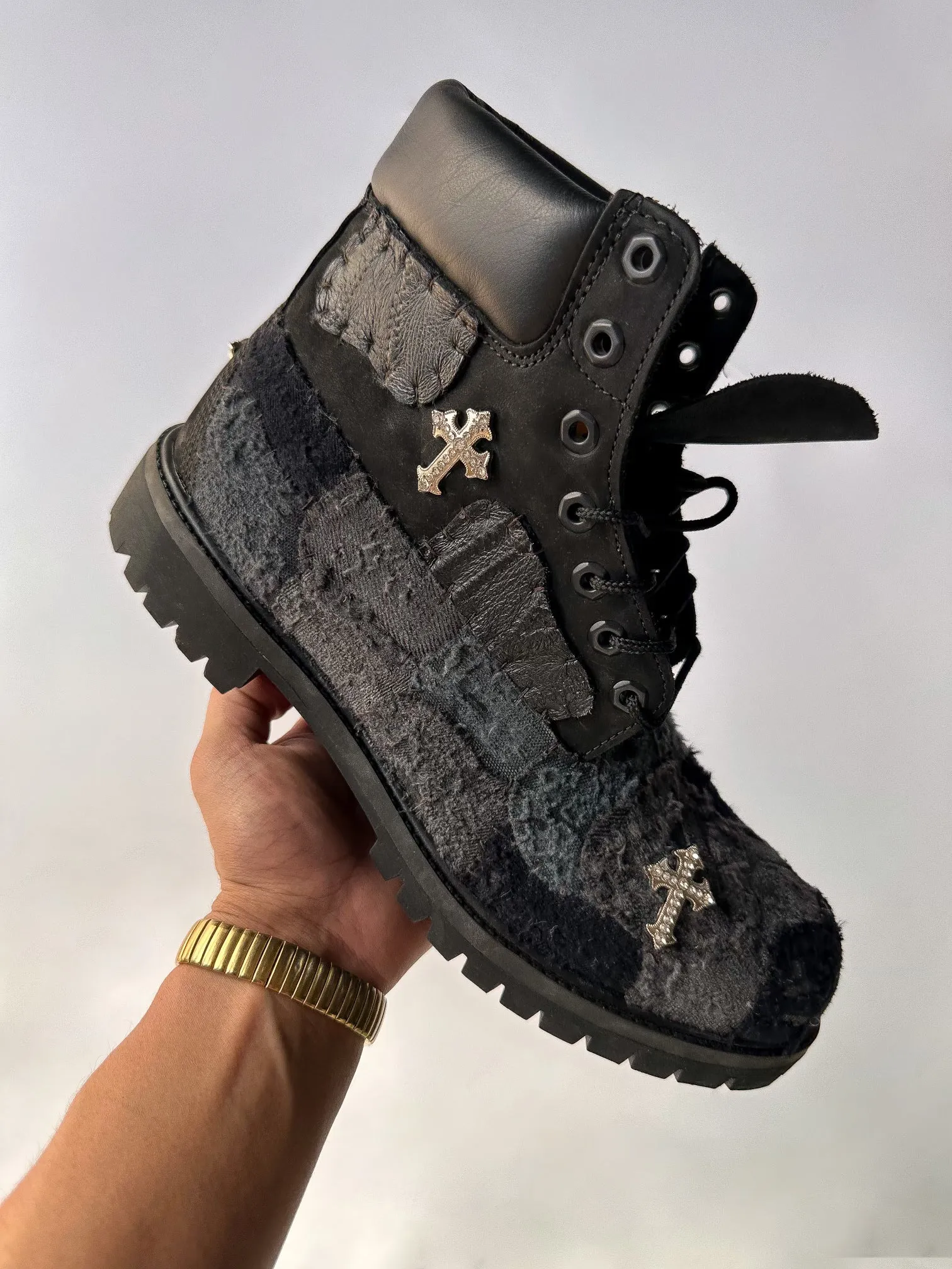 Black Distressed  Nappy Denim
