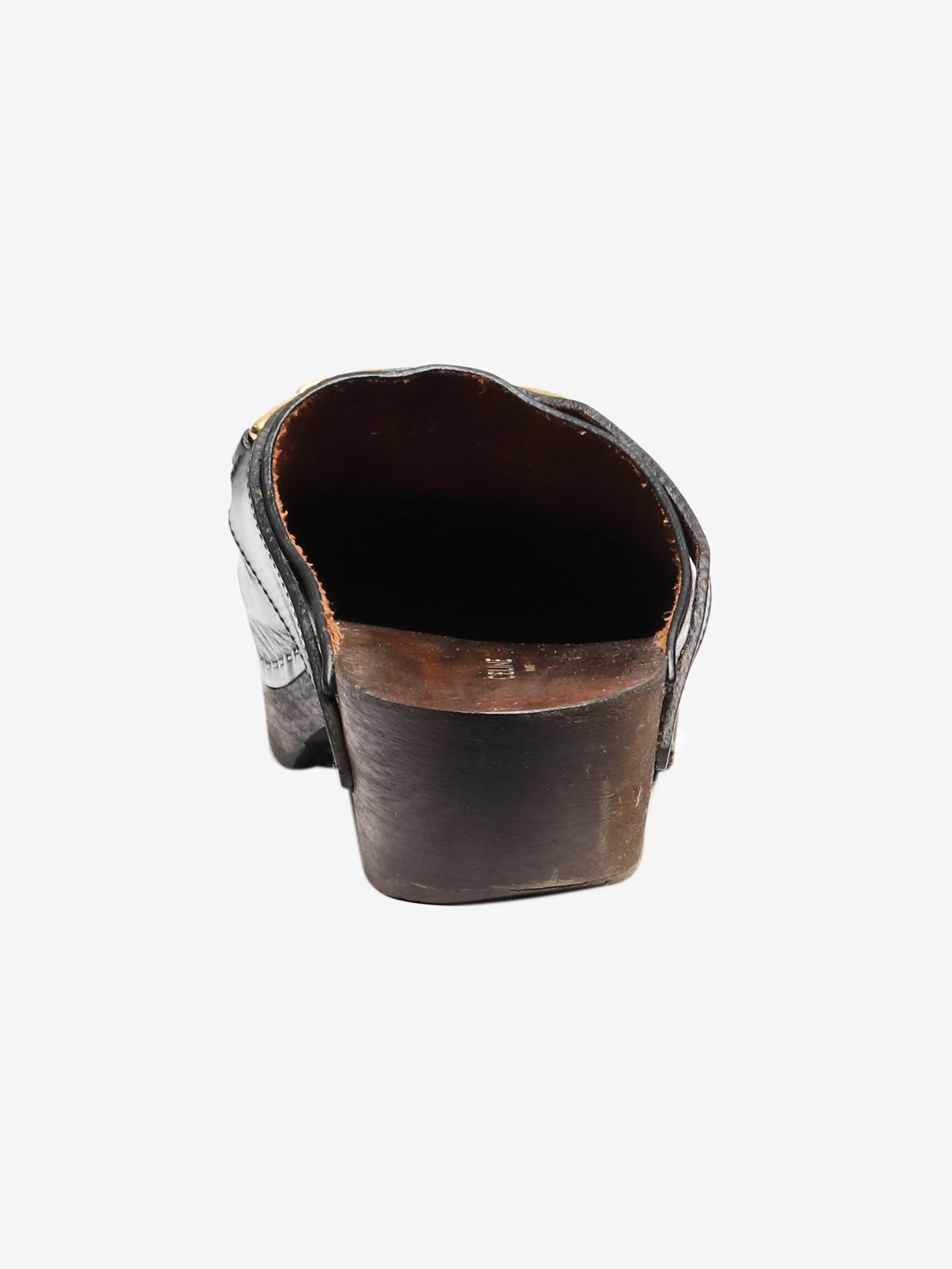 Black leather clogs - size EU 39