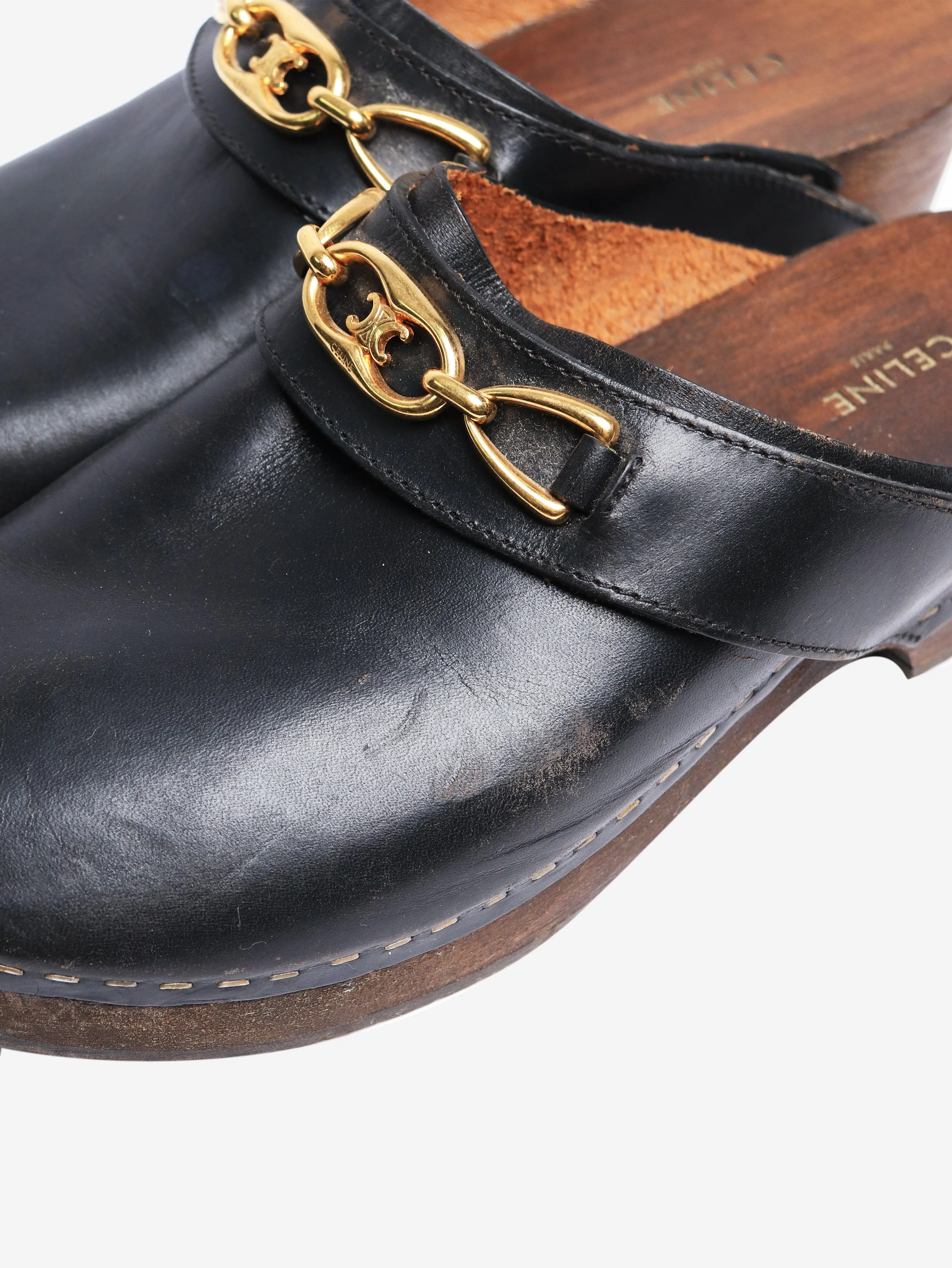 Black leather clogs - size EU 39