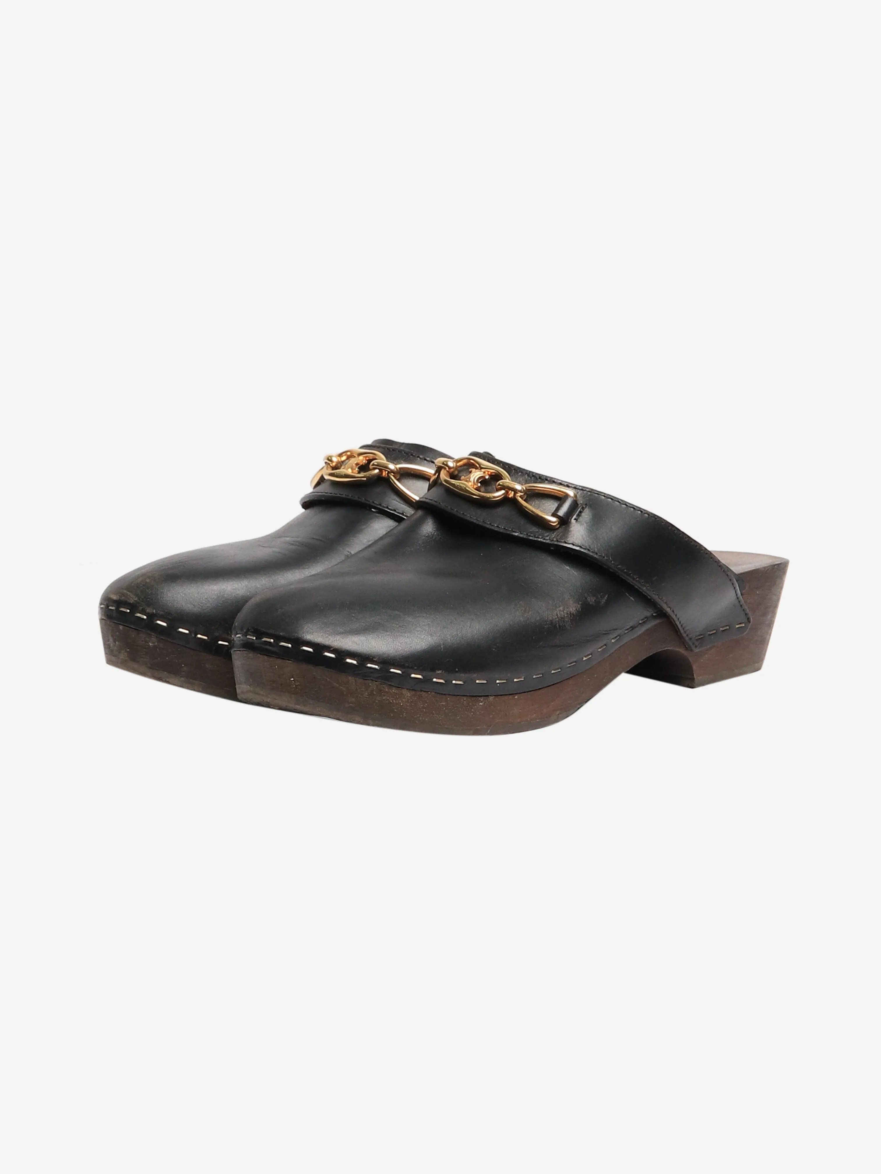 Black leather clogs - size EU 39
