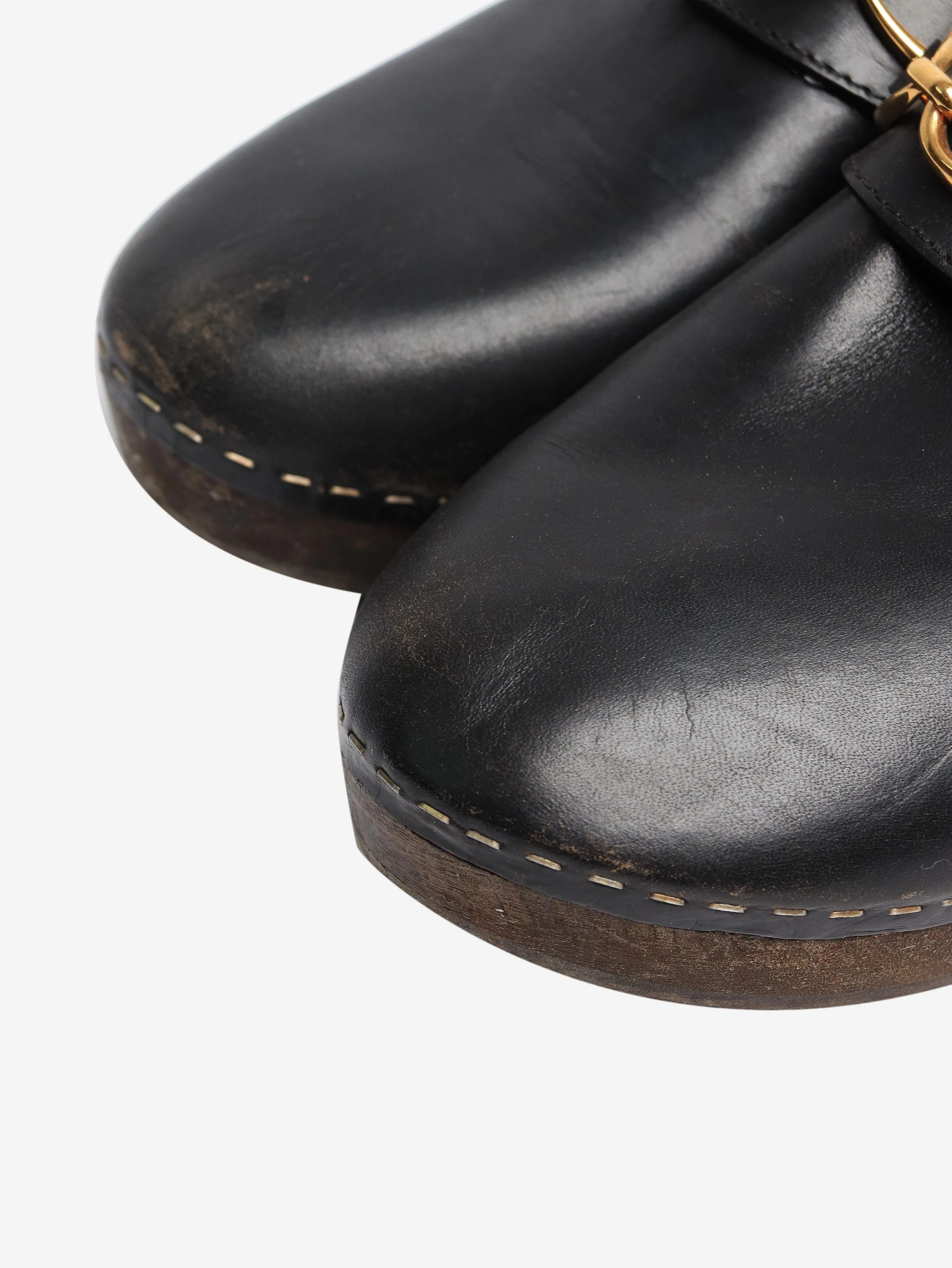 Black leather clogs - size EU 39