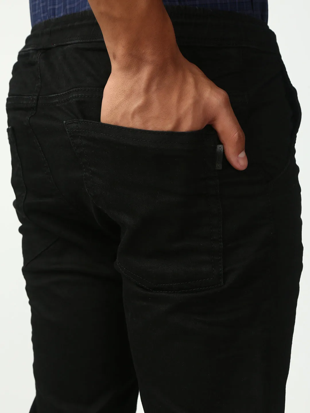 Black Skinny Elastic Belt Jeans