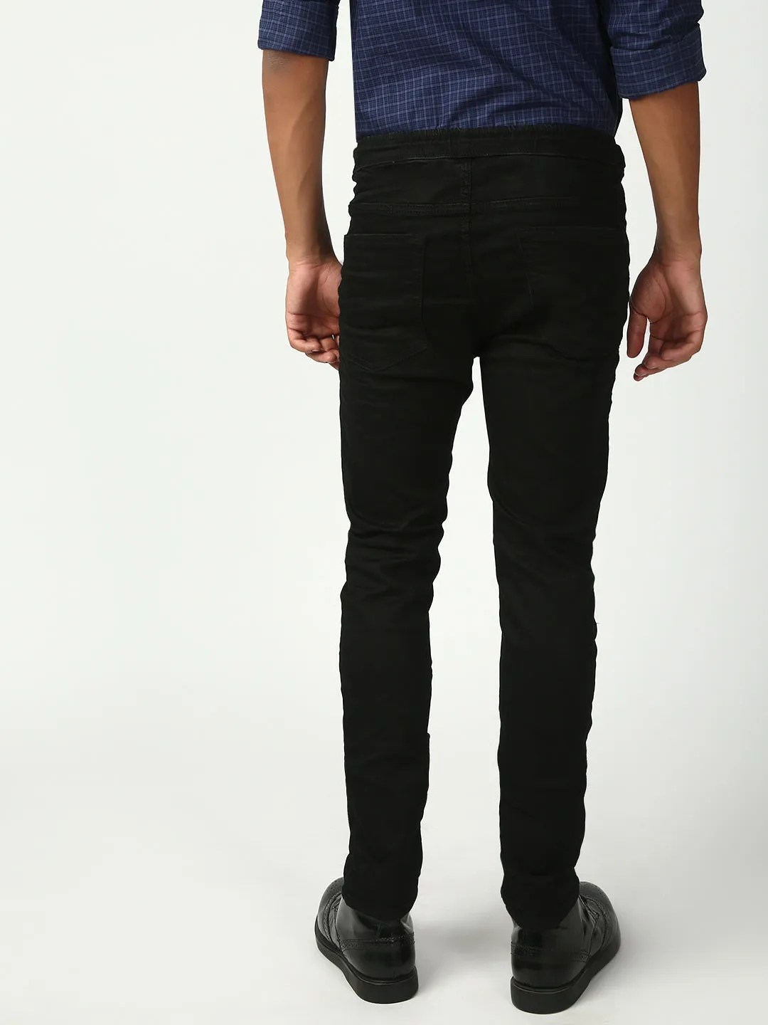 Black Skinny Elastic Belt Jeans