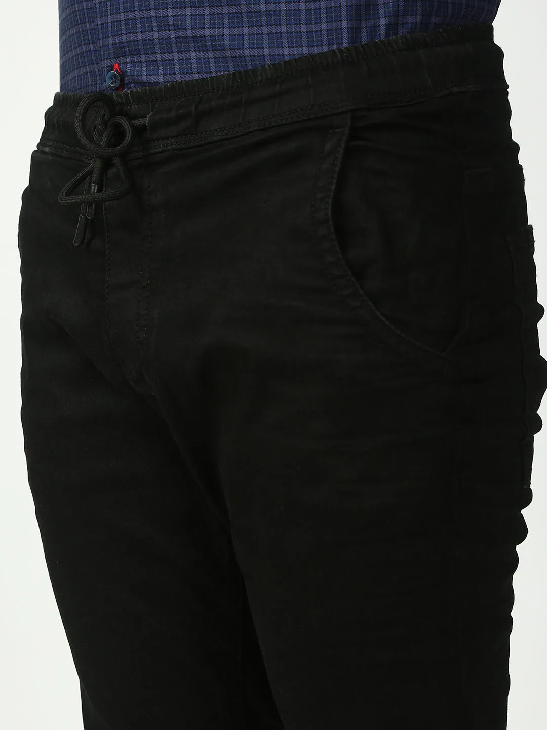 Black Skinny Elastic Belt Jeans