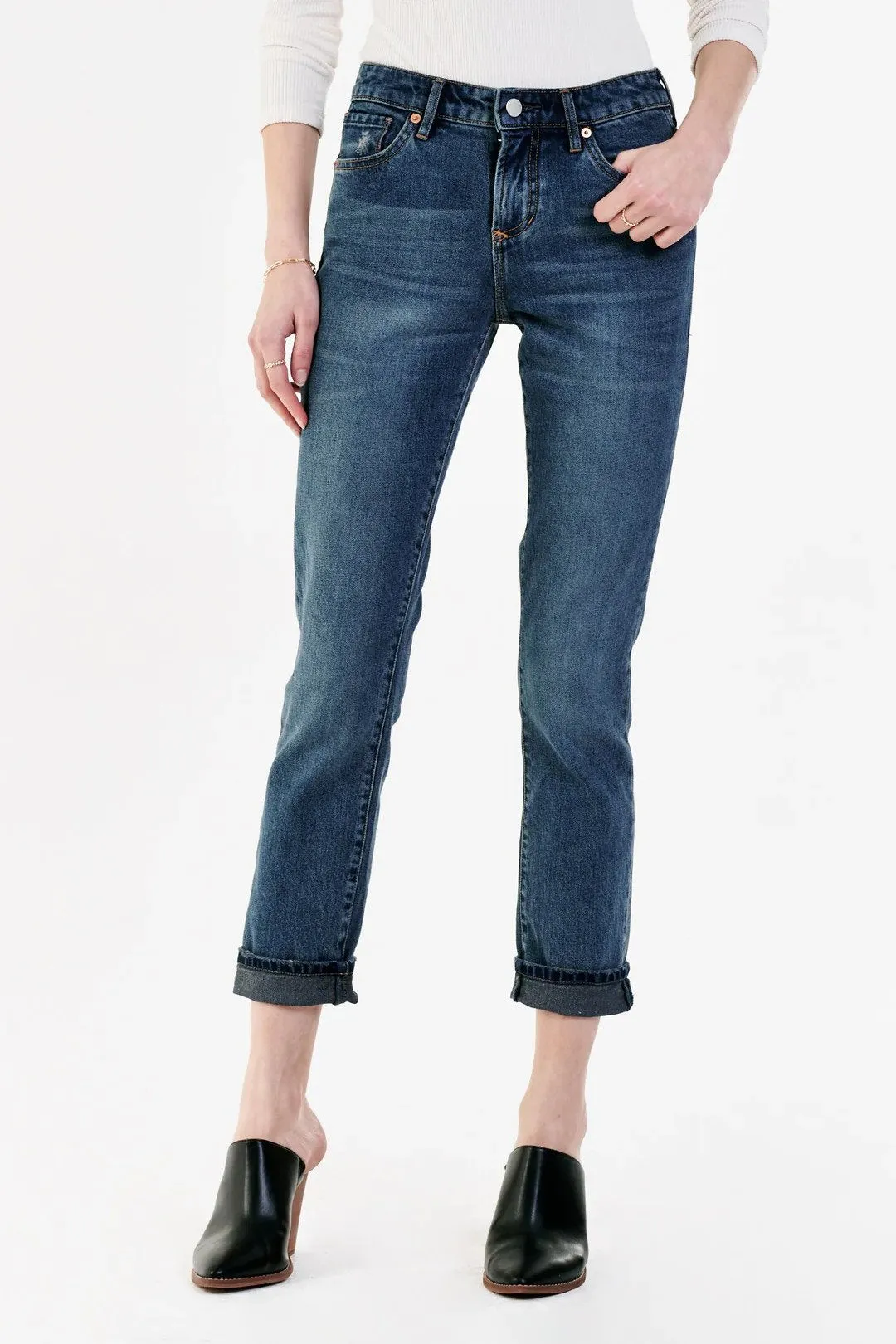 Blaire High Rise Cuffed Slim Straight Jeans Embrace