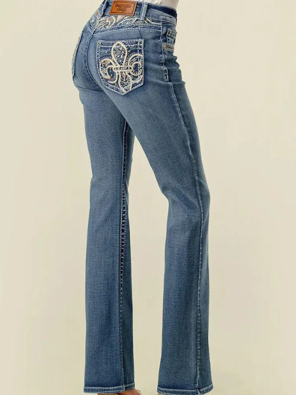 Bling Jeans - Fleur De Lis Crystal Embroidered Bootcut Jeans