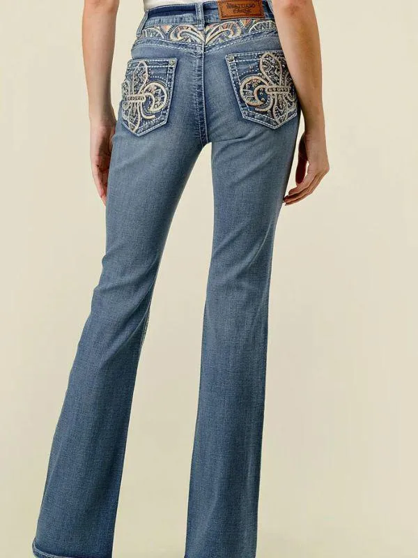 Bling Jeans - Fleur De Lis Crystal Embroidered Bootcut Jeans
