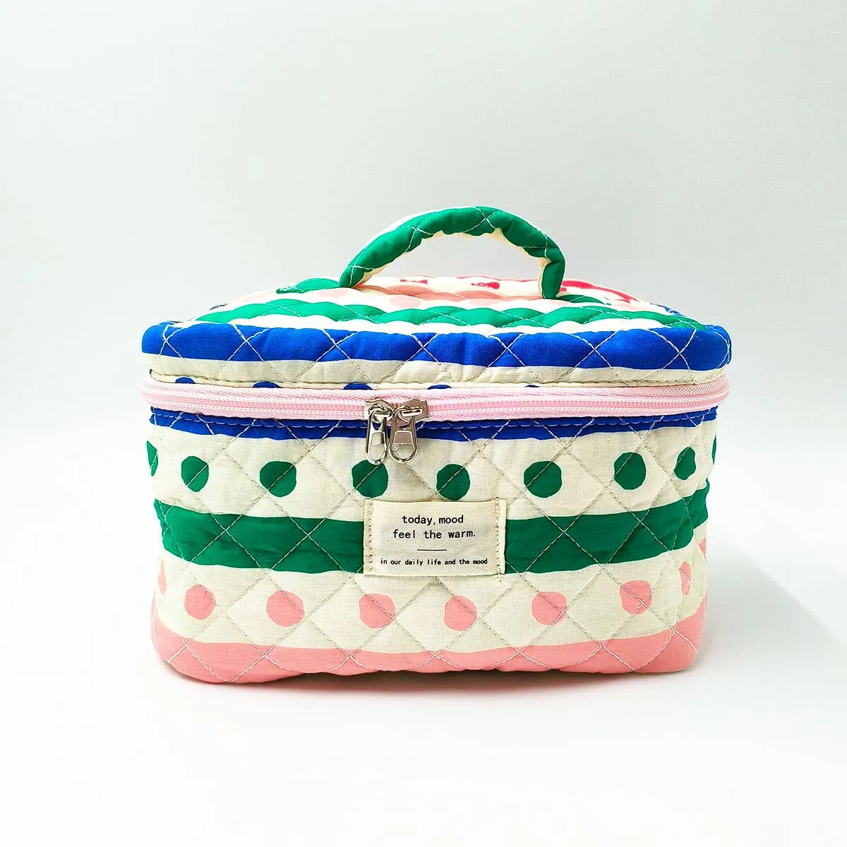 BLOCK PRINT QUILTED COSMETIC CONTAINERS BAG BULK_CWAB1032: TYPE2 / (OS) 1