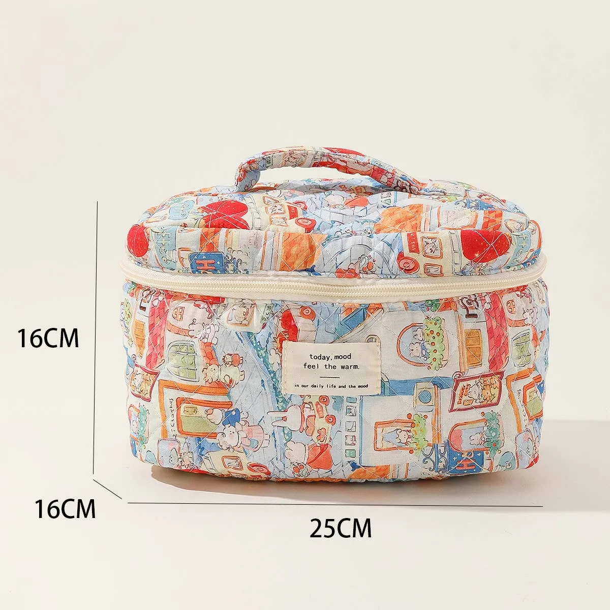 BLOCK PRINT QUILTED COSMETIC CONTAINERS BAG BULK_CWAB1032: TYPE2 / (OS) 1