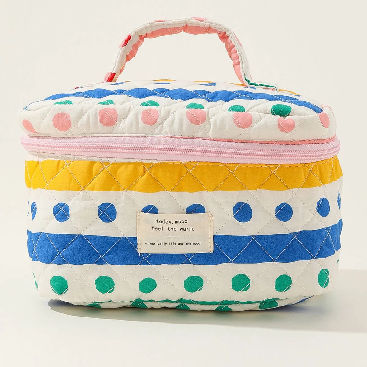 BLOCK PRINT QUILTED COSMETIC CONTAINERS BAG BULK_CWAB1032: TYPE2 / (OS) 1