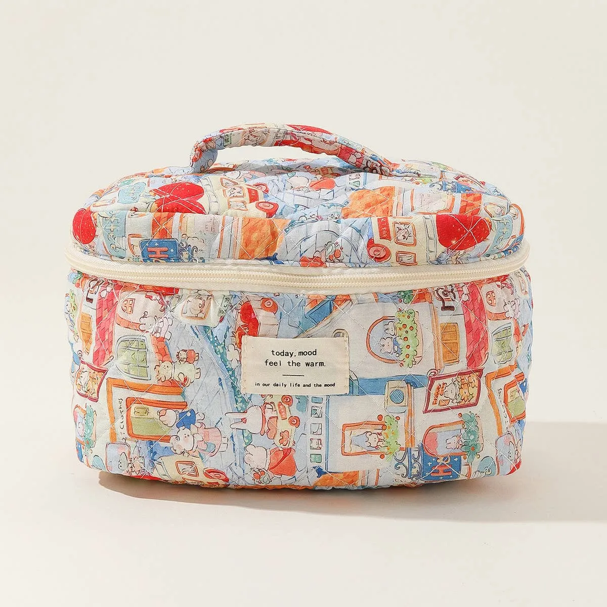 BLOCK PRINT QUILTED COSMETIC CONTAINERS BAG BULK_CWAB1032: TYPE2 / (OS) 1