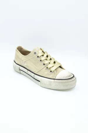 Blowfish Malibu Kenzie Sneakers for Women in Tan Destroyed Denim | J2096F1