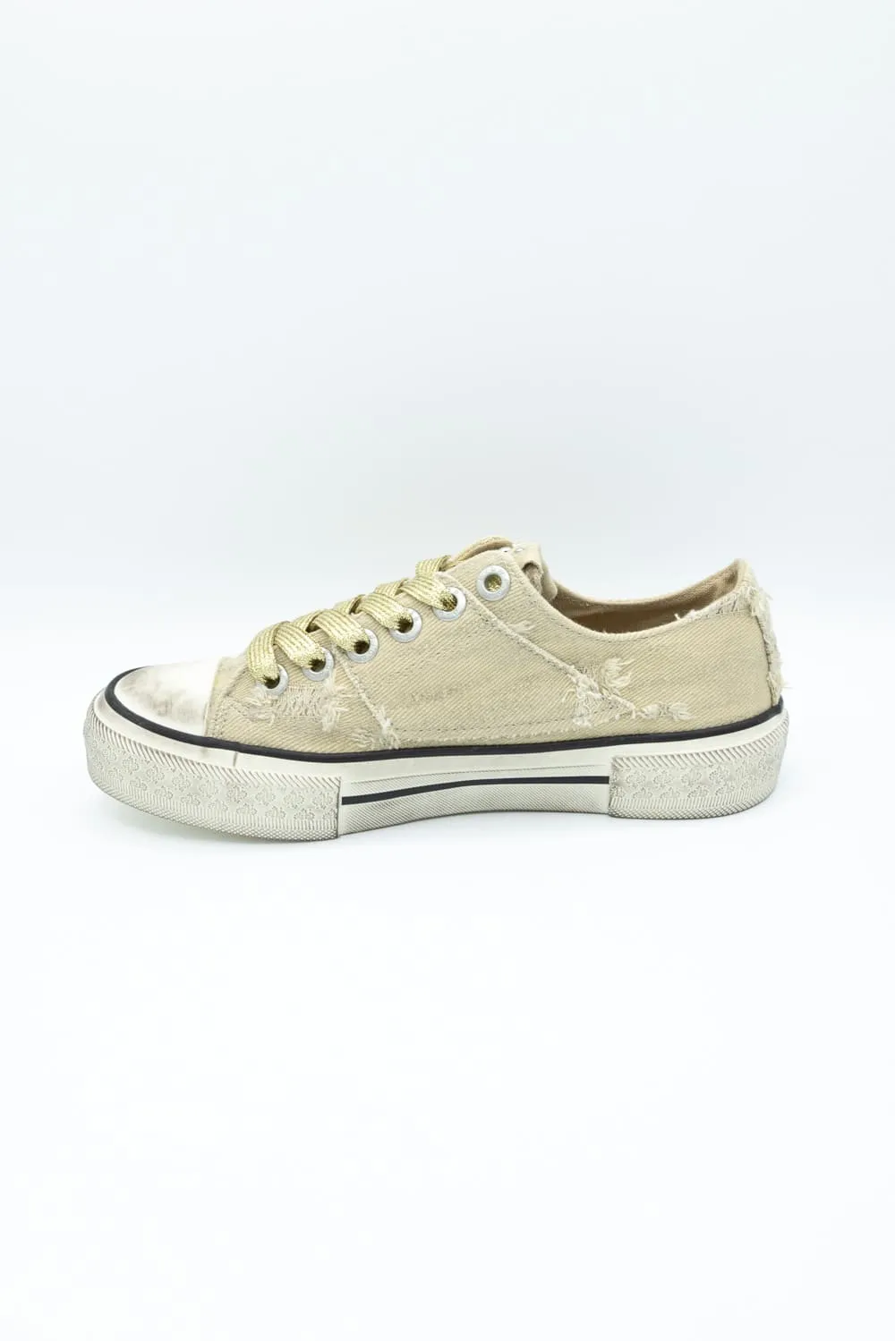 Blowfish Malibu Kenzie Sneakers for Women in Tan Destroyed Denim | J2096F1