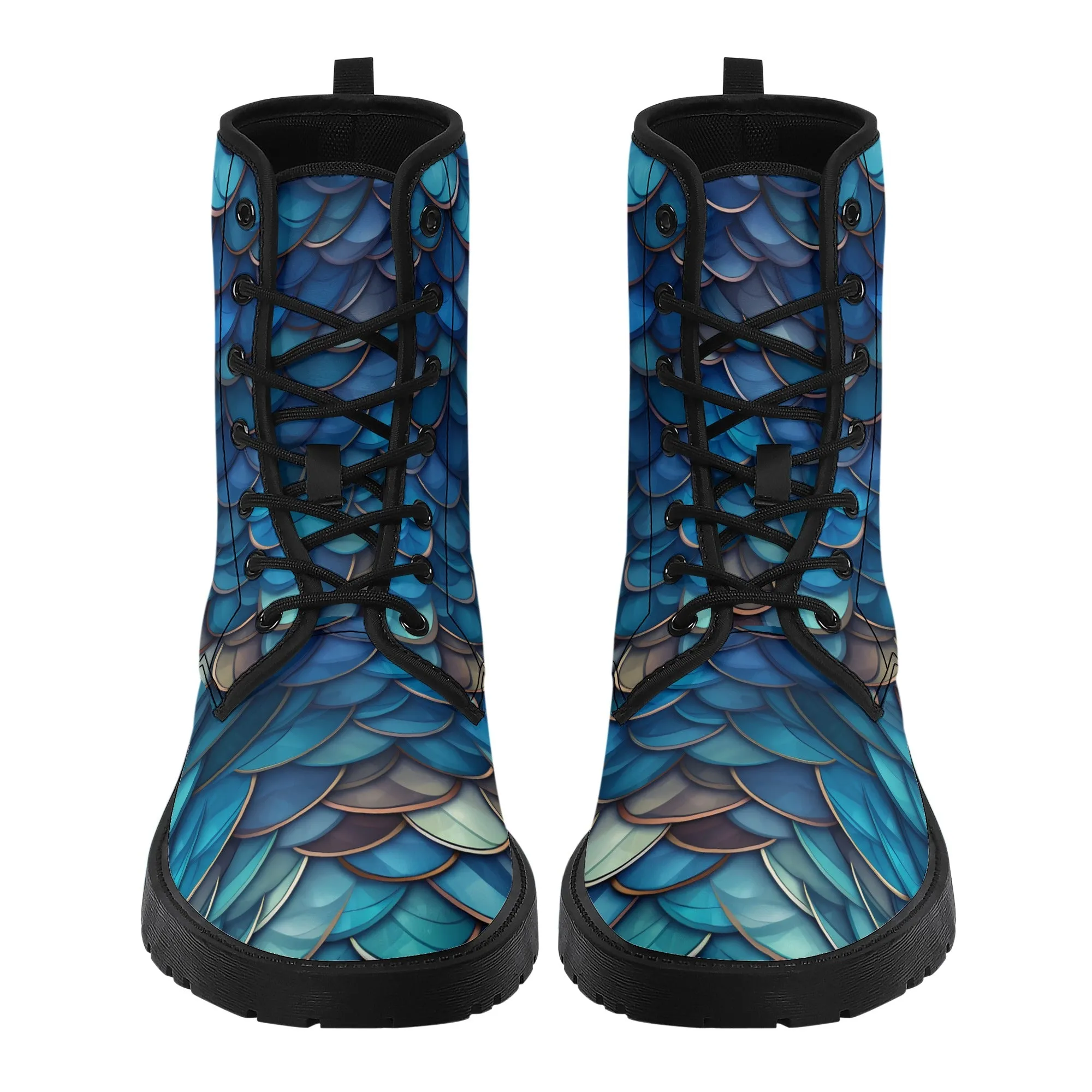 Blue Dragon Scales Black Mens Vegan Boots
