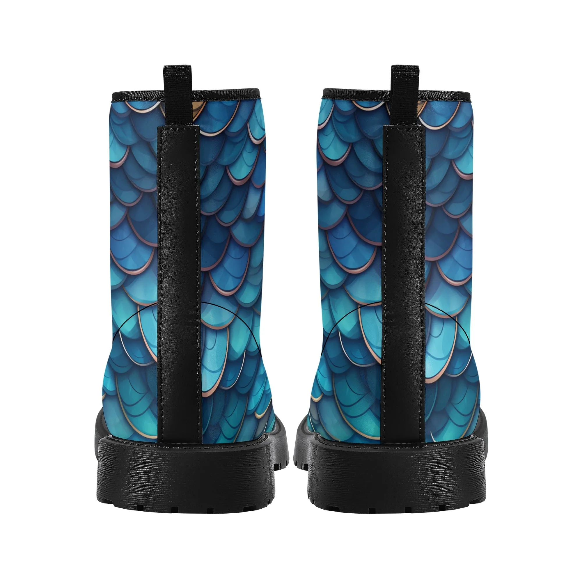 Blue Dragon Scales Black Mens Vegan Boots