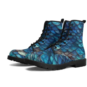 Blue Dragon Scales Black Mens Vegan Boots