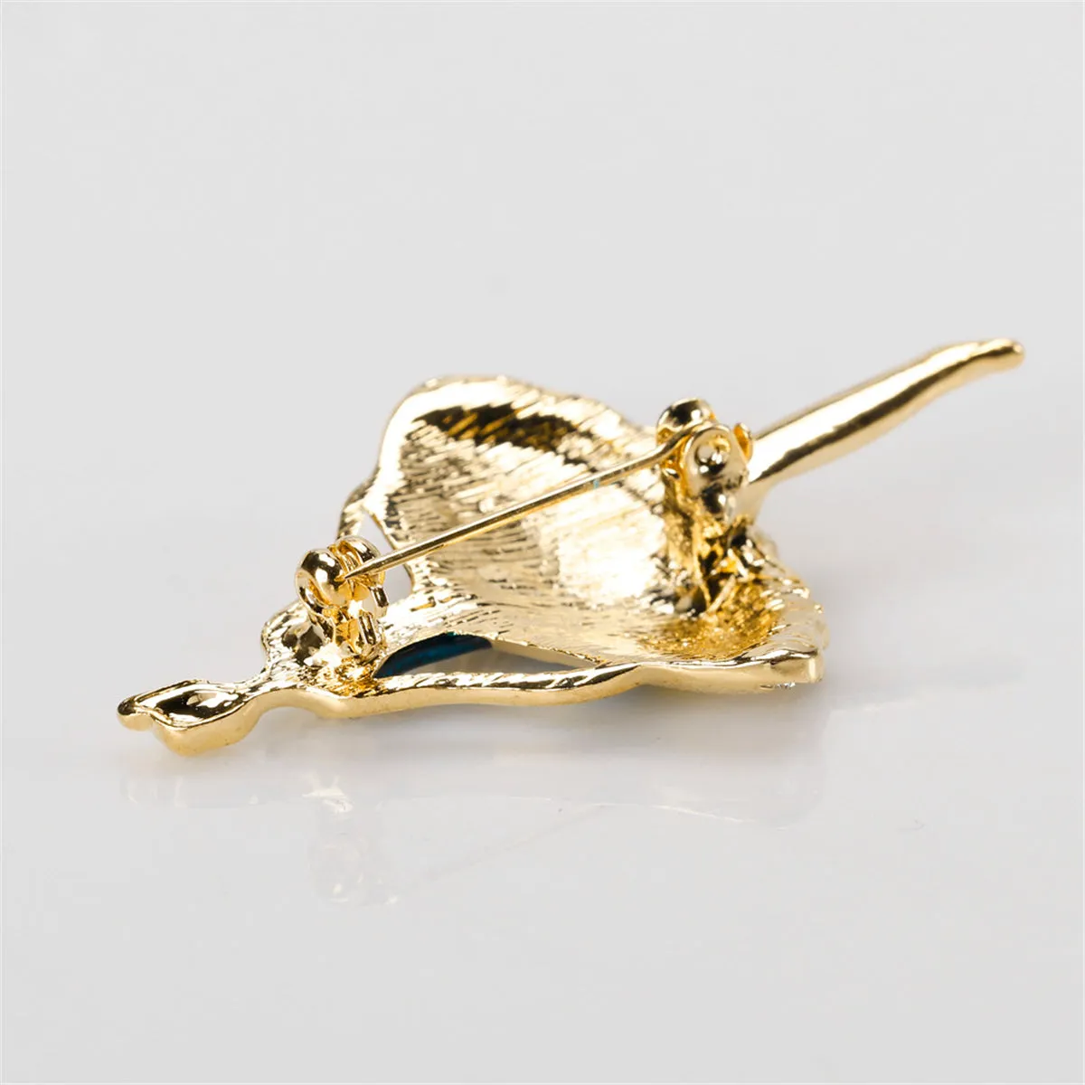 Blue Enamel & Cubic Zironia 18K Gold-Plated Dancing Girl Brooch