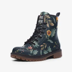 Boho Flowers Dark Autumn Vegan Leather Unisex Boots
