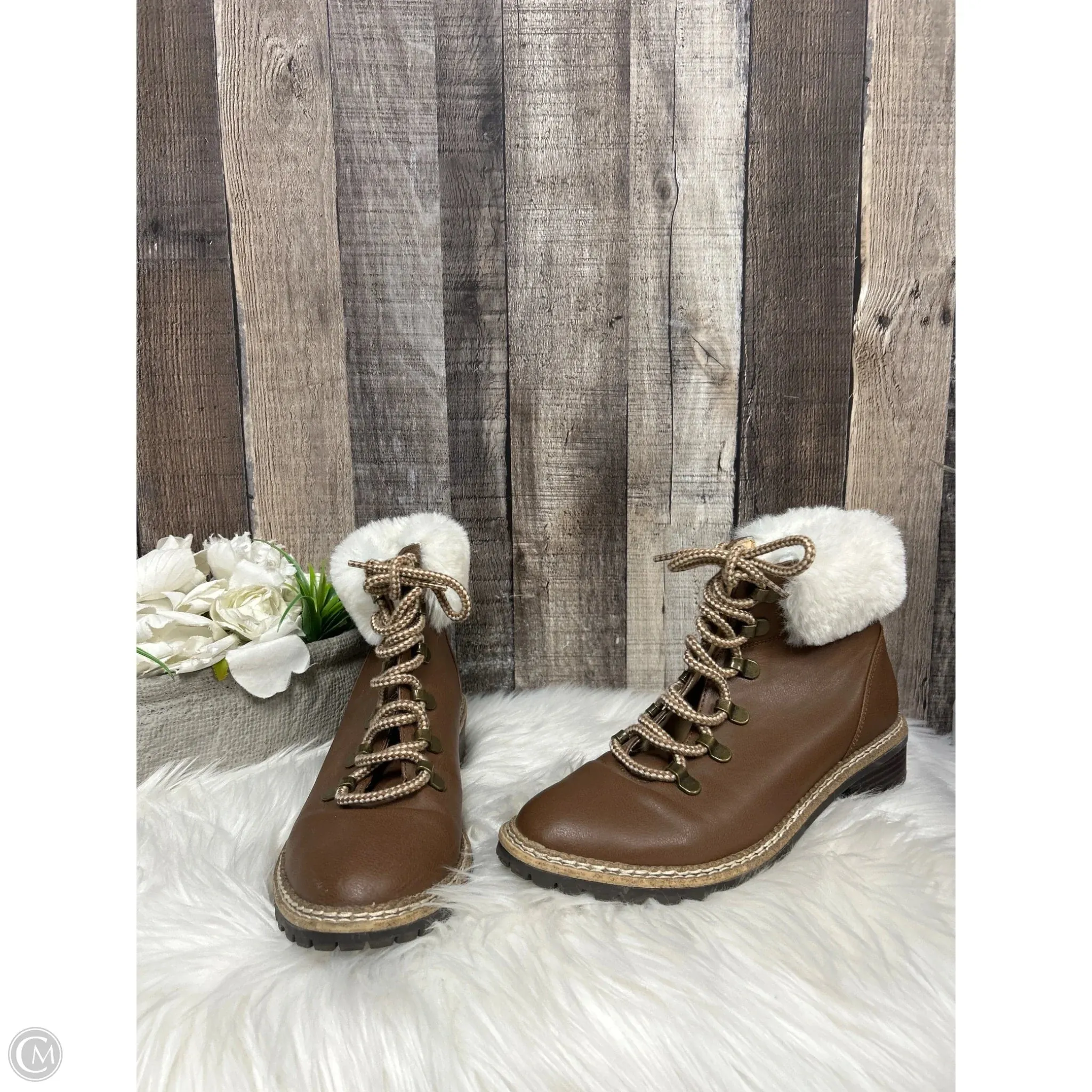 Boots Combat By Express In Brown & Cream, Size: 8