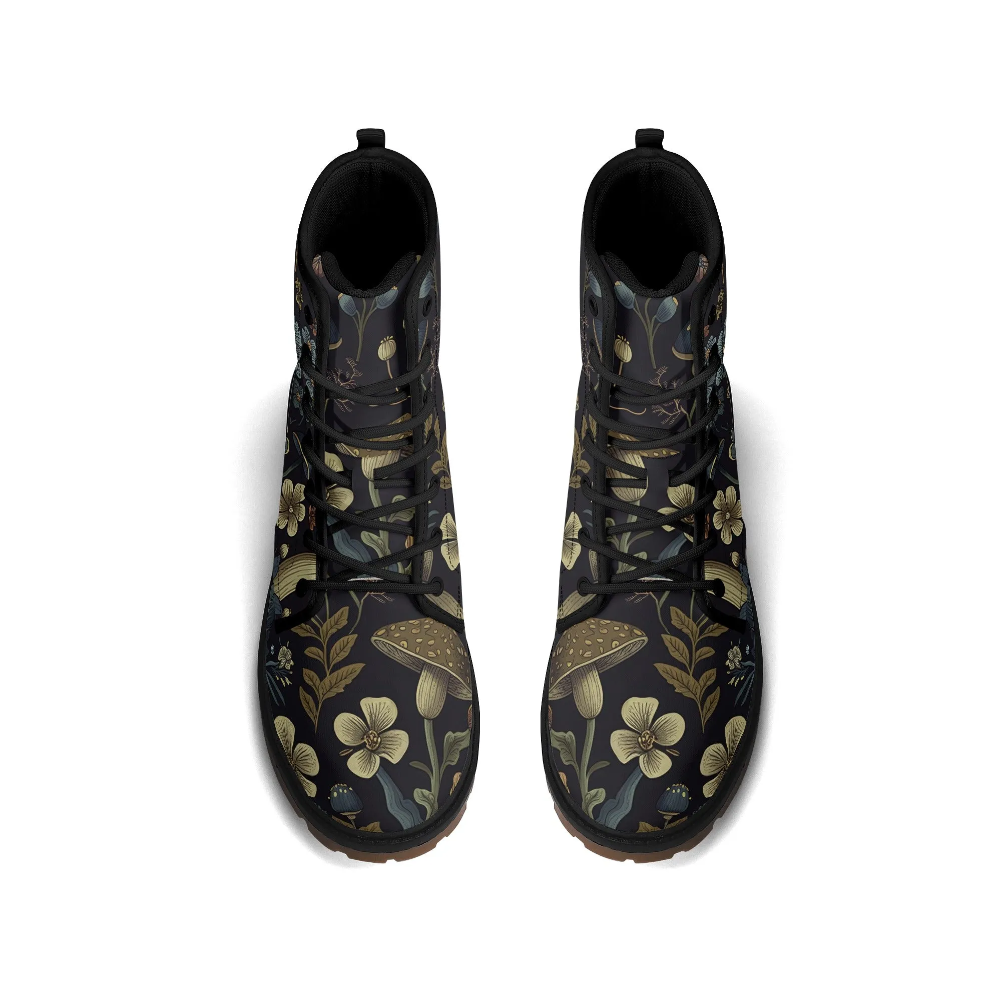 Botanical Blue Brown Womens Luxe Combat Boots