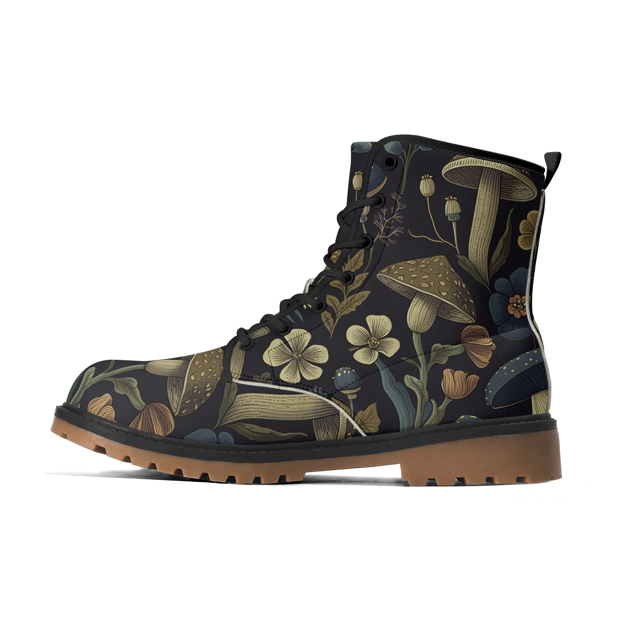 Botanical Blue Brown Womens Luxe Combat Boots