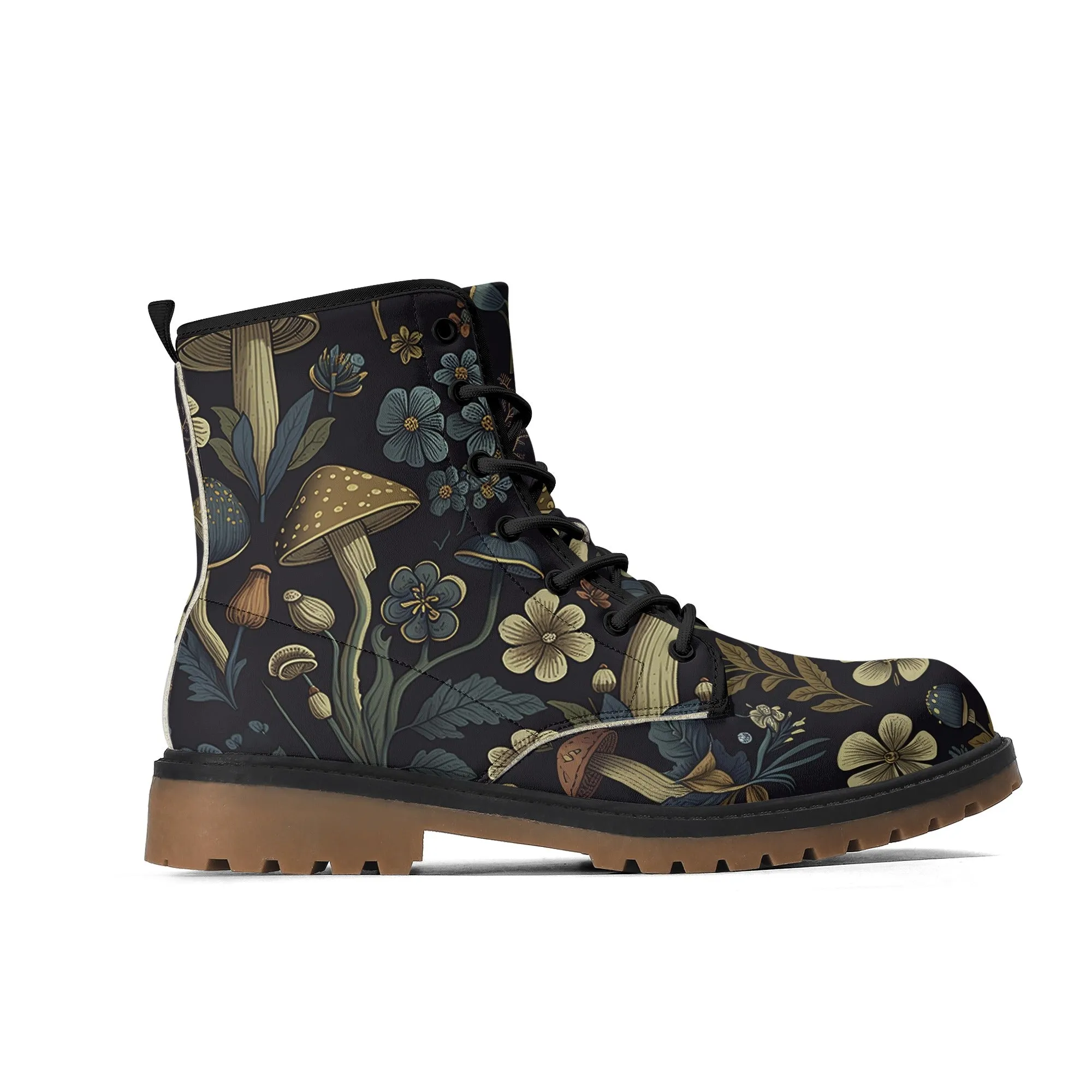 Botanical Blue Brown Womens Luxe Combat Boots