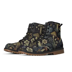 Botanical Blue Brown Womens Luxe Combat Boots