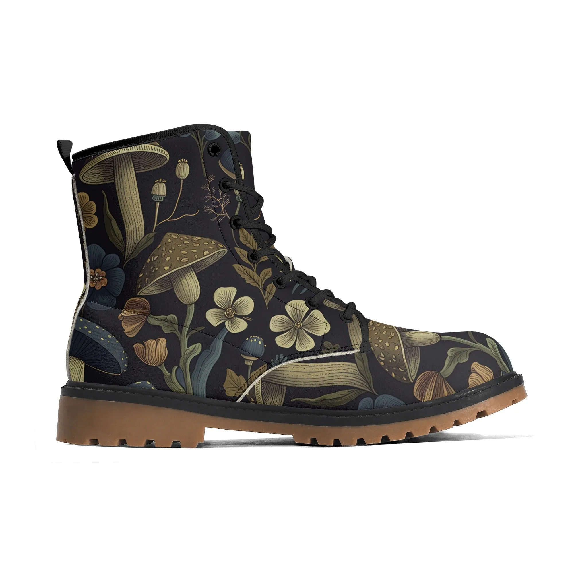 Botanical Blue Brown Womens Luxe Combat Boots