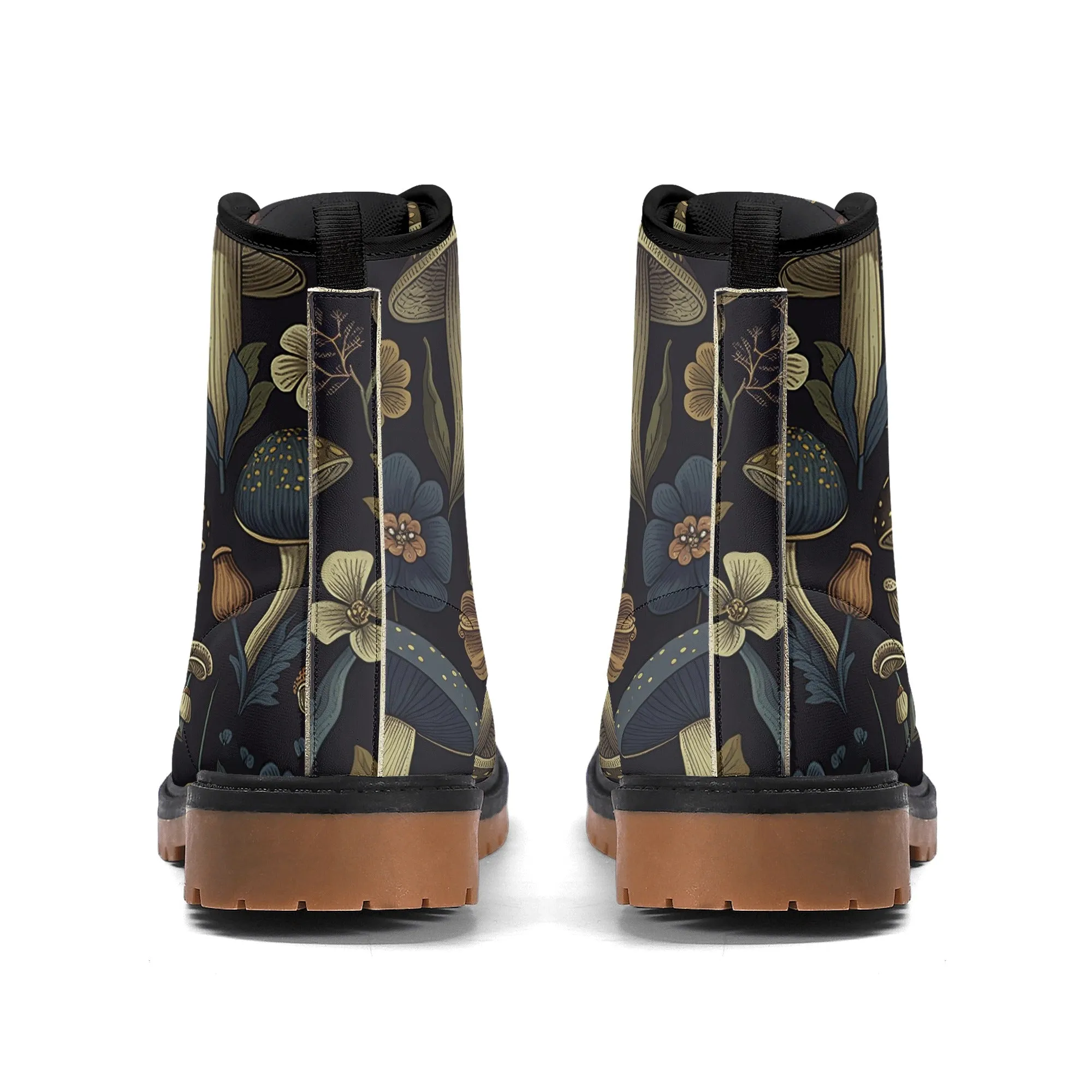 Botanical Blue Brown Womens Luxe Combat Boots