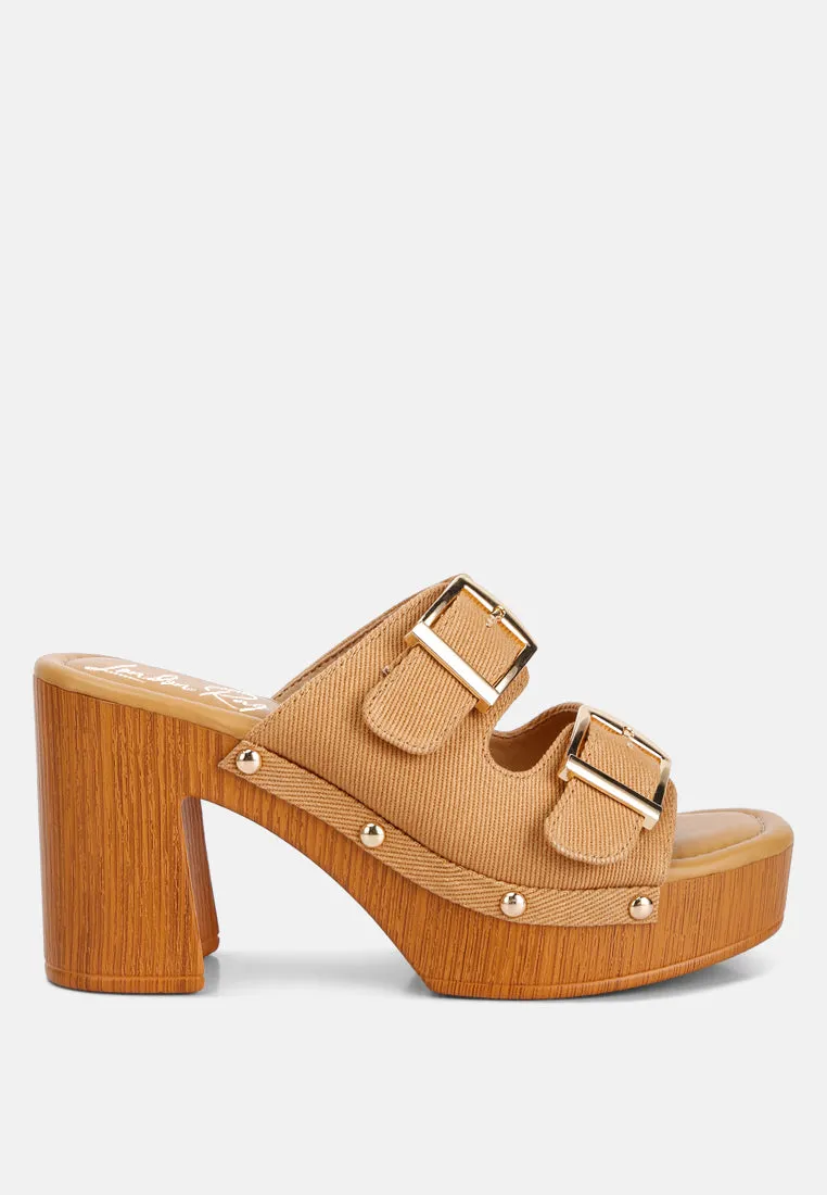 Buckle Straps High Block Heel Clogs By RAG