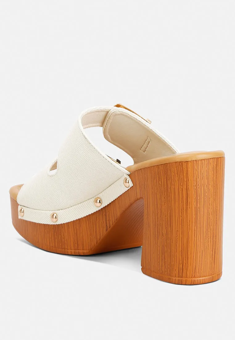 Buckle Straps High Block Heel Clogs By RAG