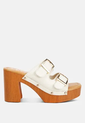 Buckle Straps High Block Heel Clogs By RAG