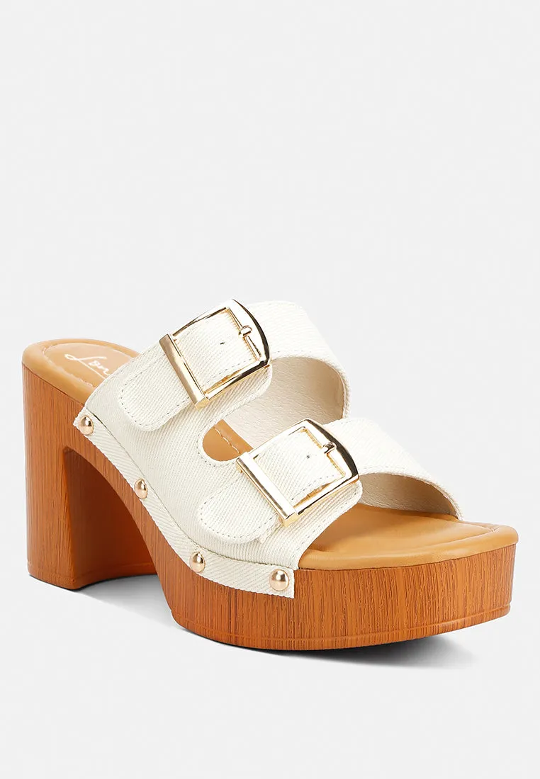 Buckle Straps High Block Heel Clogs By RAG