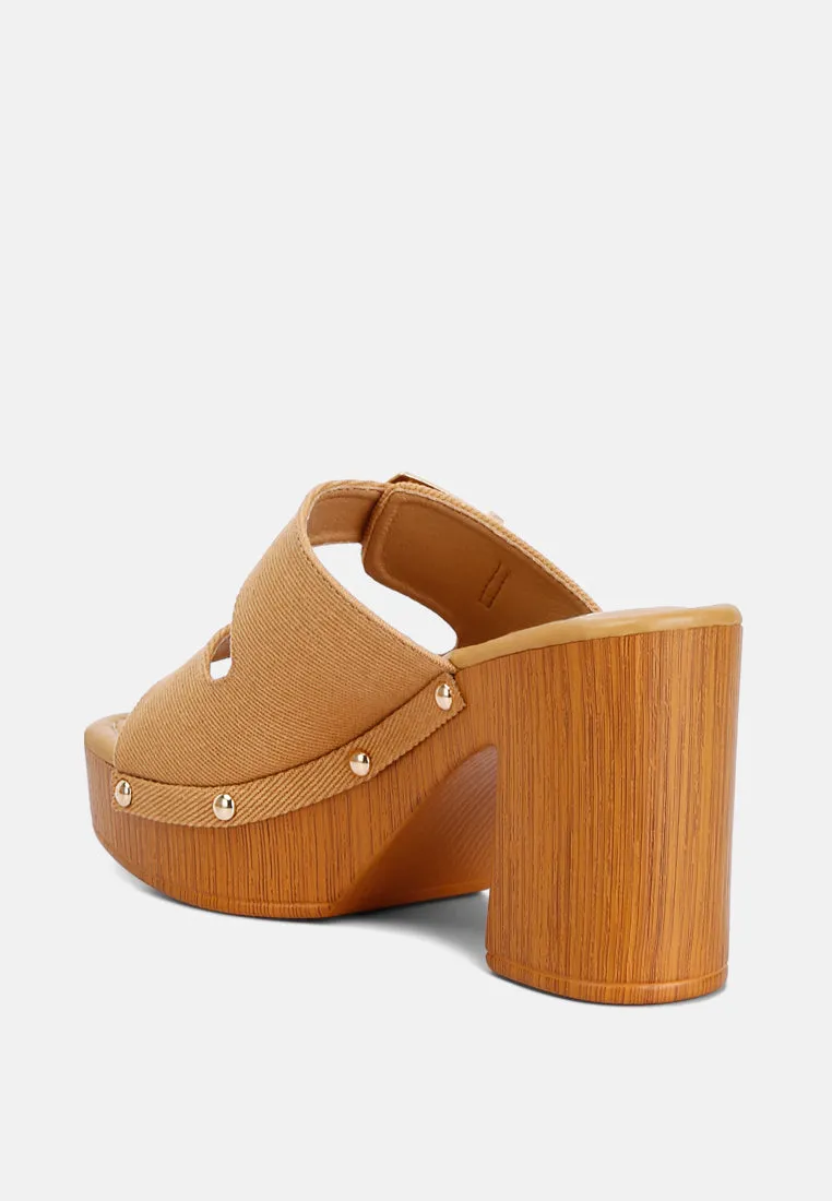 Buckle Straps High Block Heel Clogs By RAG
