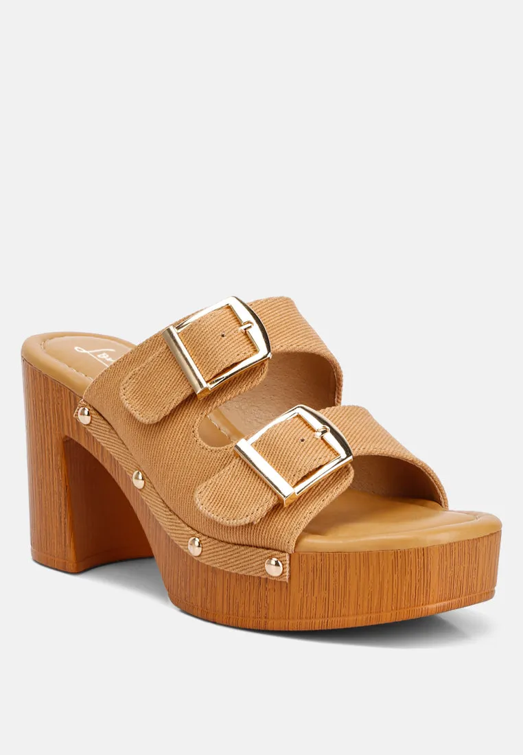 Buckle Straps High Block Heel Clogs By RAG