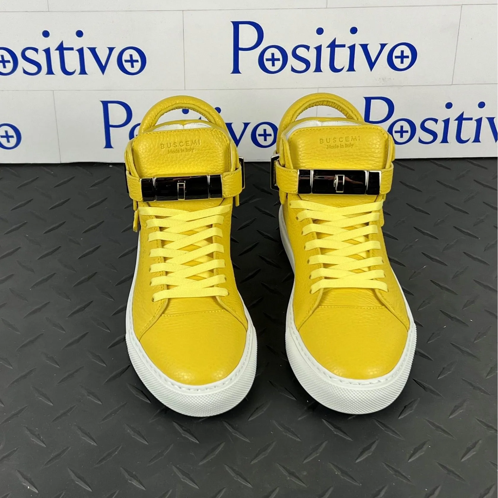 Buscemi Women's 100MM Alce Yellow Leather Sneakers SAMPLE