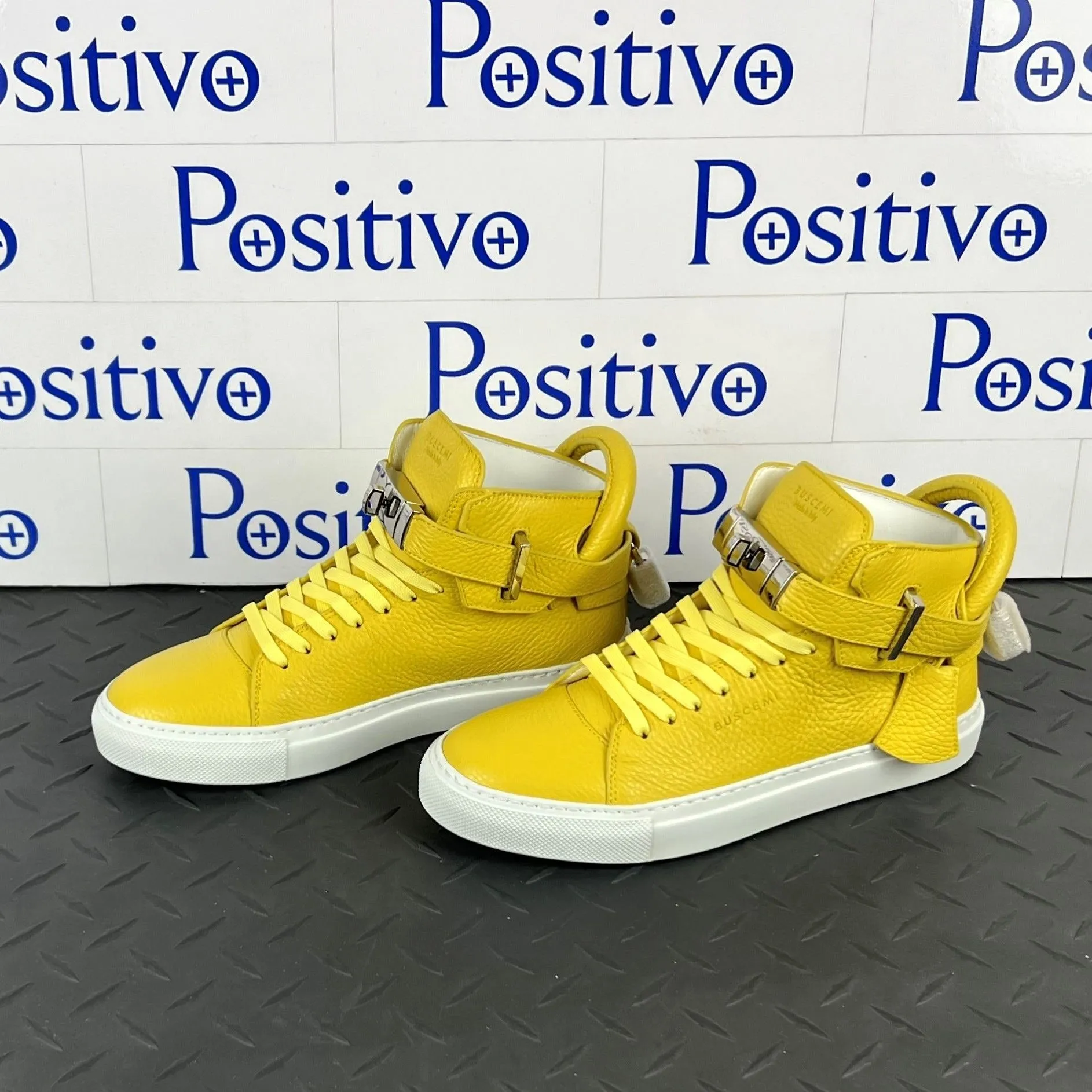 Buscemi Women's 100MM Alce Yellow Leather Sneakers SAMPLE