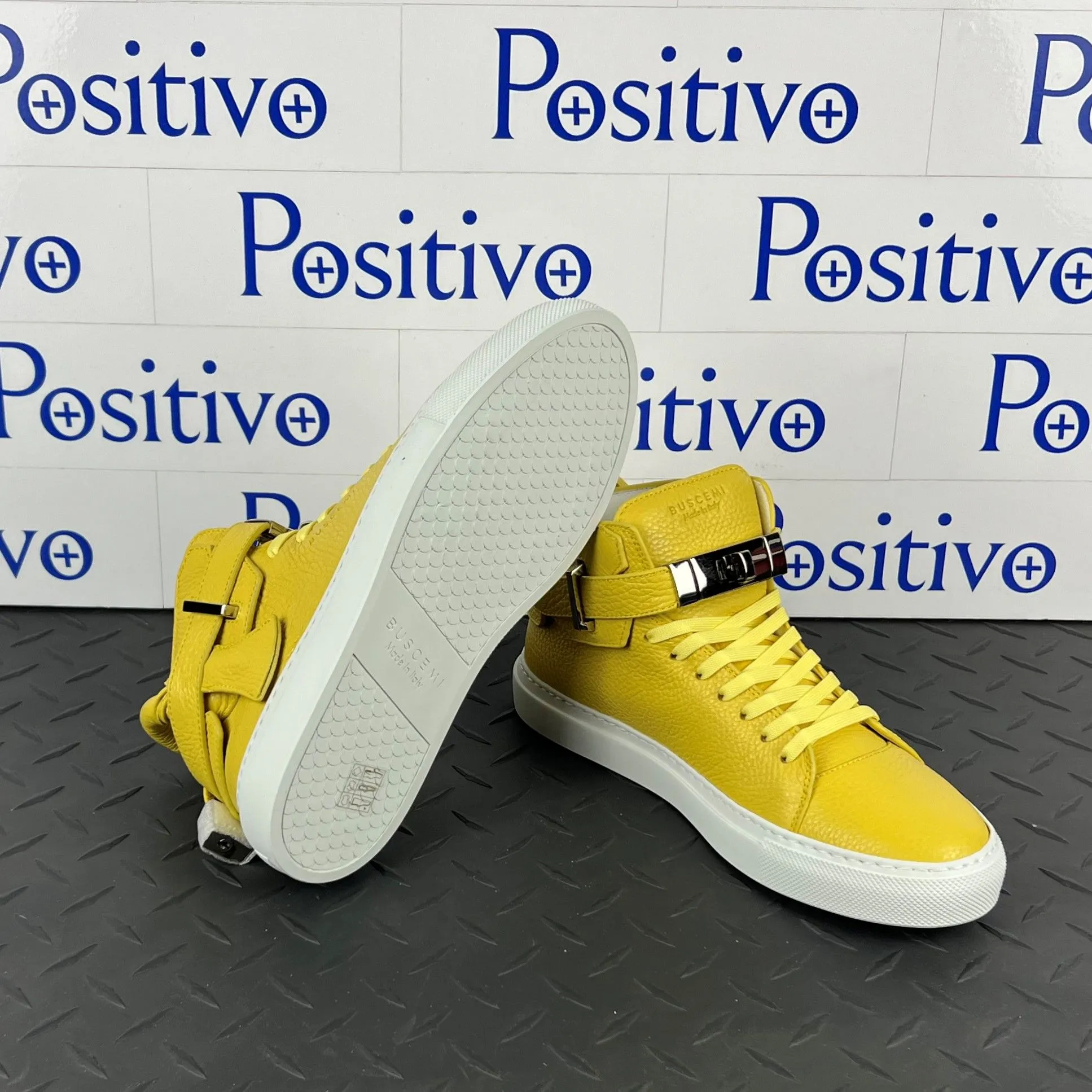 Buscemi Women's 100MM Alce Yellow Leather Sneakers SAMPLE