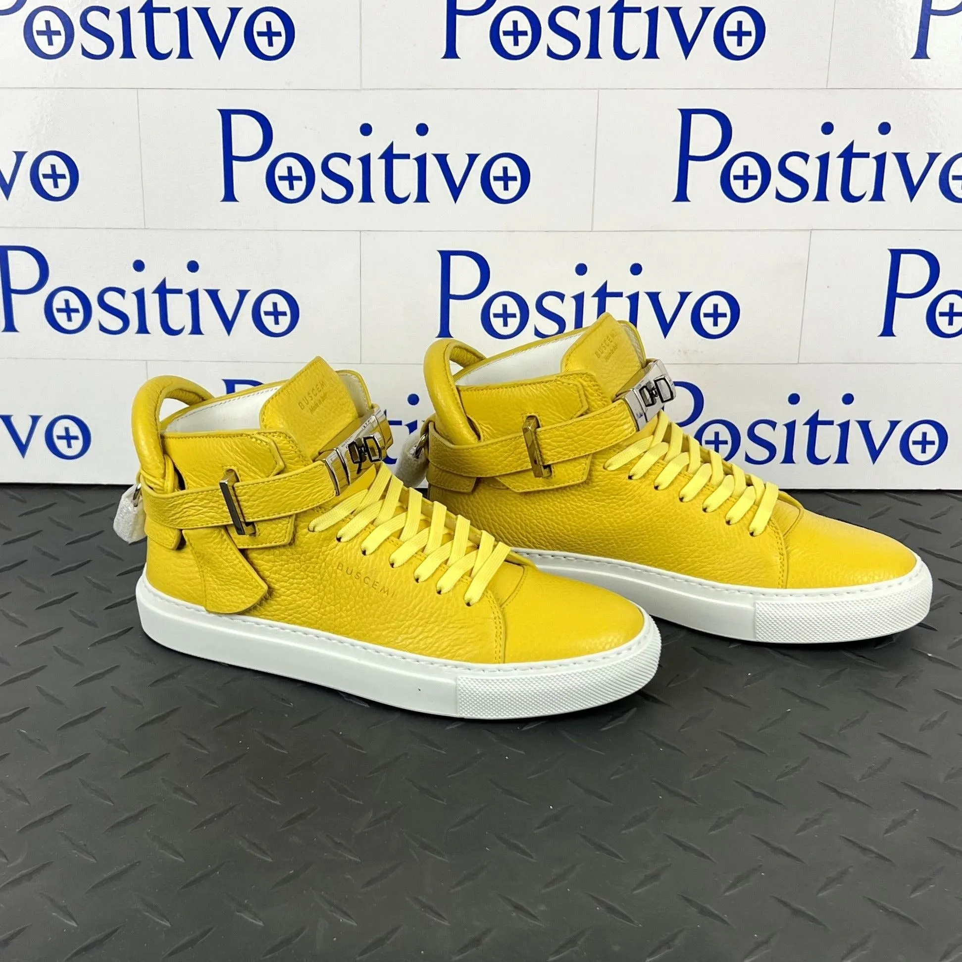 Buscemi Women's 100MM Alce Yellow Leather Sneakers SAMPLE