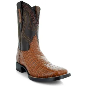 Caiman Hornback Print Cowboy Boots | Men's Square Toe Boots (H7005)
