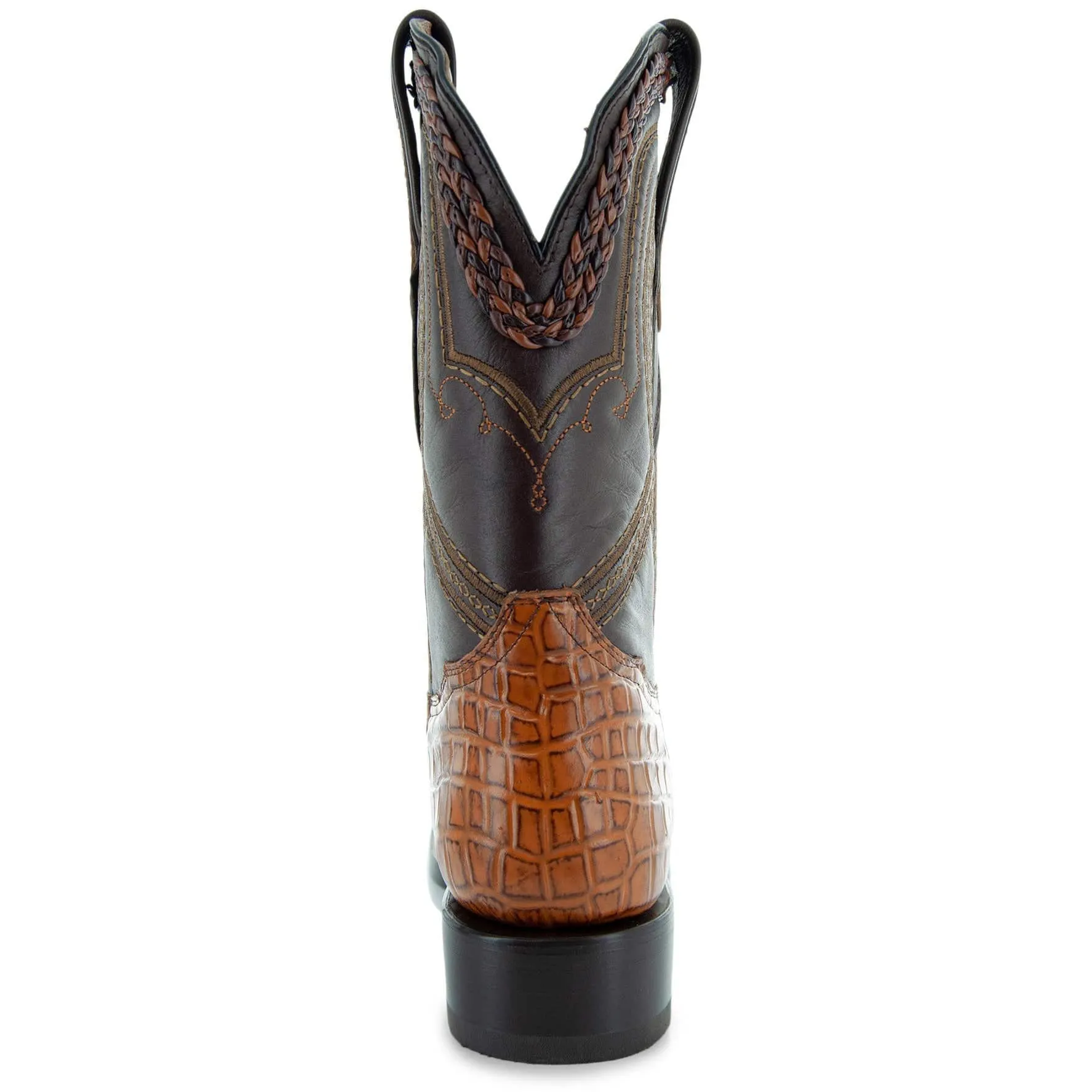 Caiman Hornback Print Cowboy Boots | Men's Square Toe Boots (H7005)