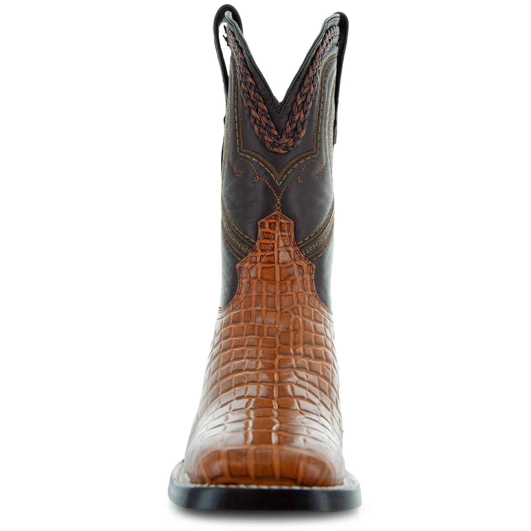 Caiman Hornback Print Cowboy Boots | Men's Square Toe Boots (H7005)