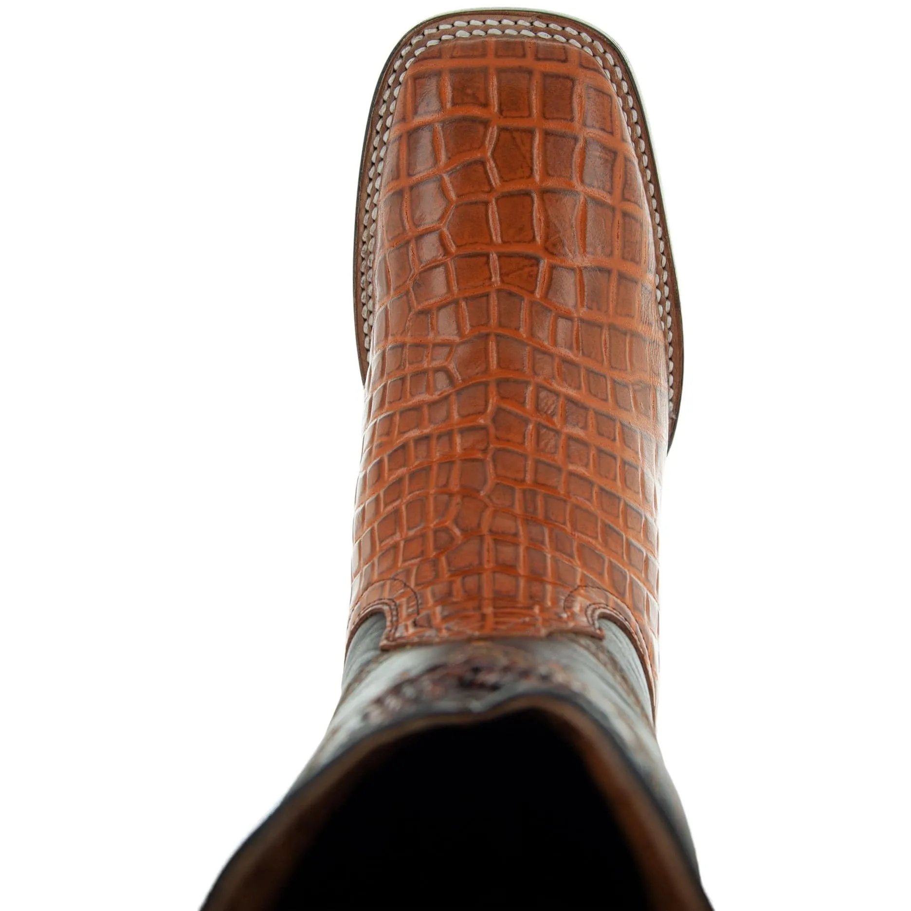 Caiman Hornback Print Cowboy Boots | Men's Square Toe Boots (H7005)