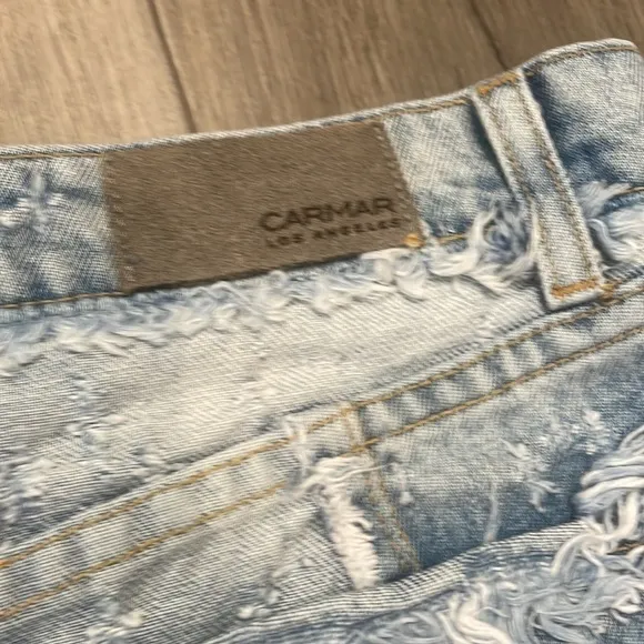 Carmar LF High Rise Distressed Denim Jean Shorts, Size 27