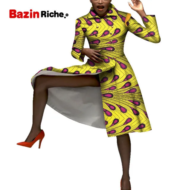 Casual African Coats Trench Lady Dashiki Coats Print Batik Female Africa Clothing