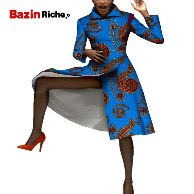 Casual African Coats Trench Lady Dashiki Coats Print Batik Female Africa Clothing