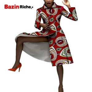 Casual African Coats Trench Lady Dashiki Coats Print Batik Female Africa Clothing