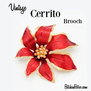 Cerrito Vintage Christmas Poinsettia Brooch