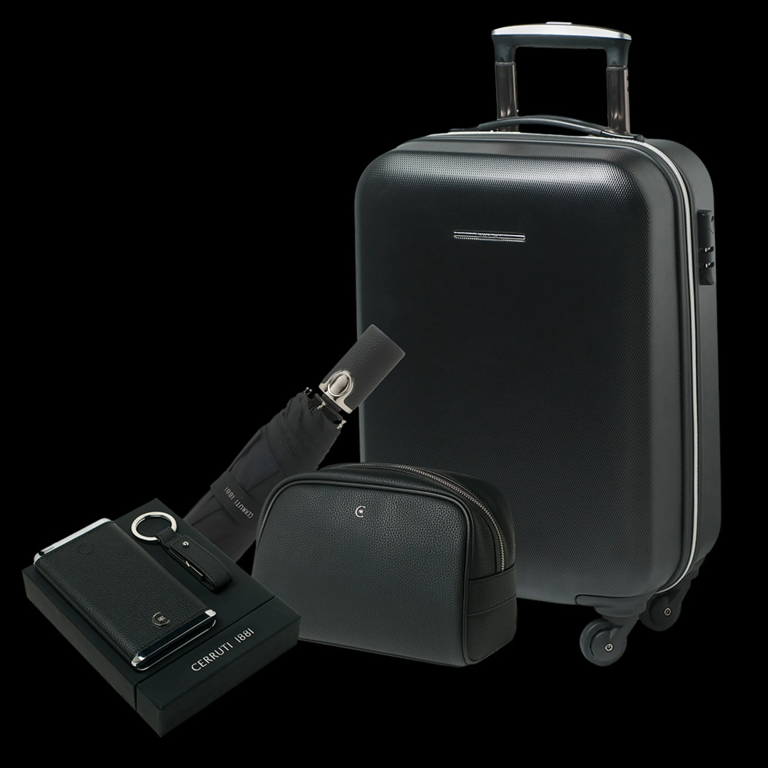 CERRUTI 1881 NPCFTS711A-Set CERRUTI 1881 Black (cosmetic bag, trolley, umbrella & set-electronic)